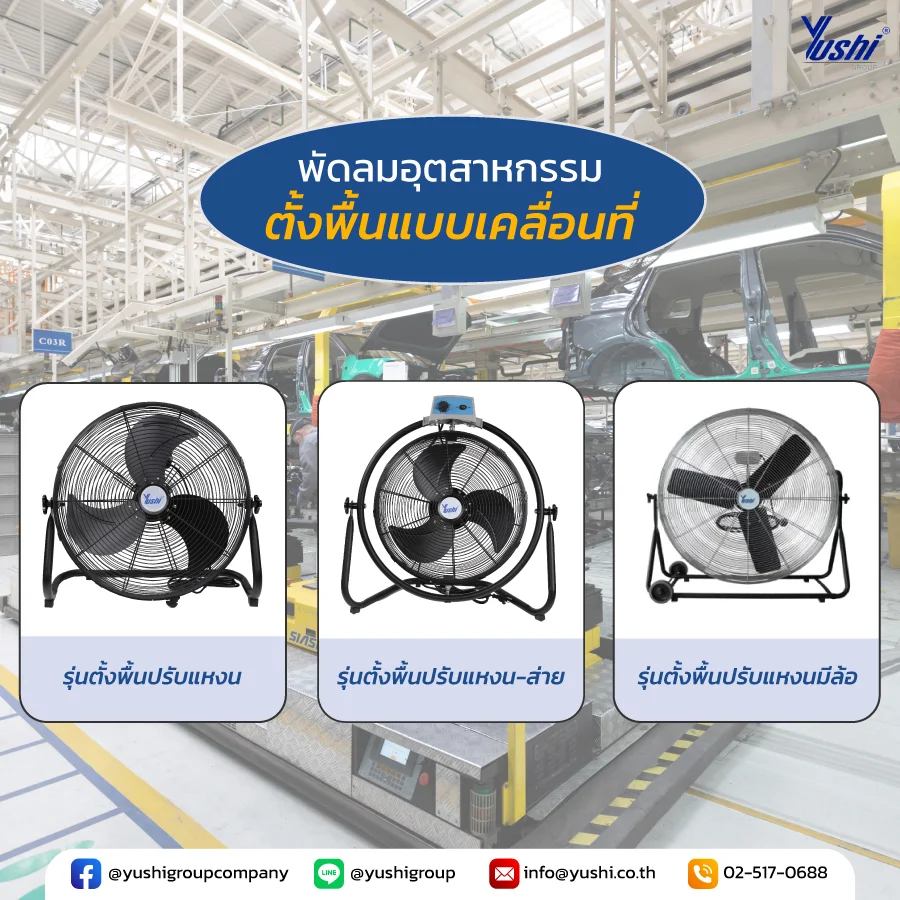 พัดลมอุตสาหกรรมตั้งพื้นแบบมีขา